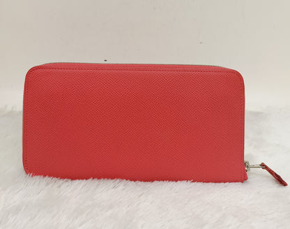 Hermes Azap Long Round Zip Wallet Epsom Orange Poppy PHW #T