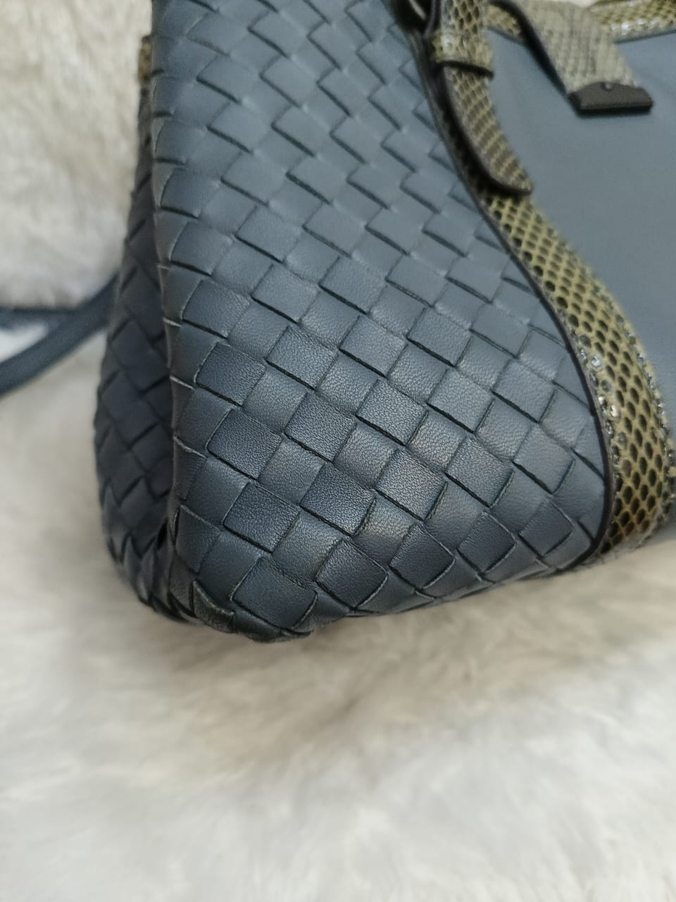 Bottega Veneta Rome Small Lizard Blue
