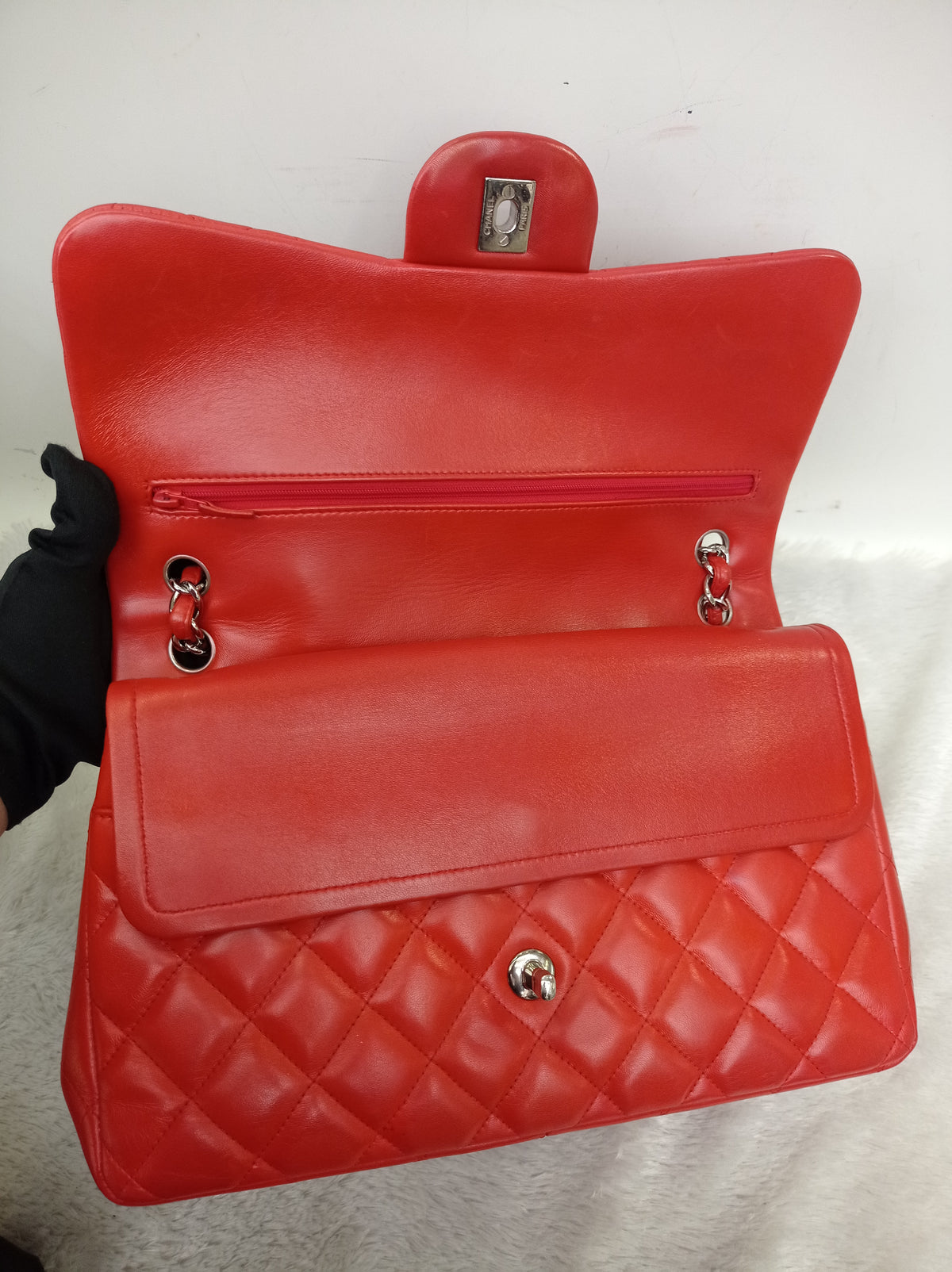 Chanel Jumbo Lamb Red SHW DF #15