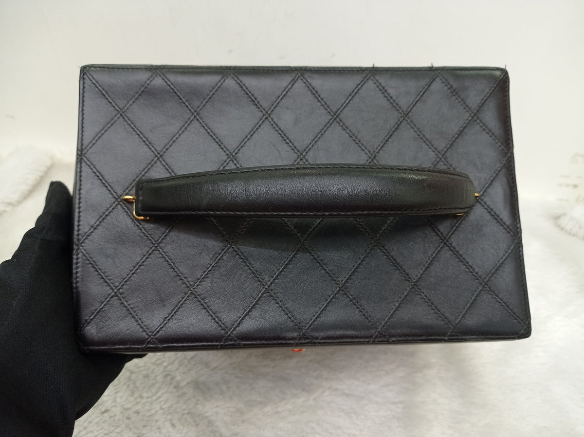 Chanel Vanity Case Box Large Lamb Black Vintage GHW #3