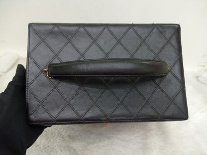 Chanel Vanity Case Box Large Lamb Black Vintage GHW #3