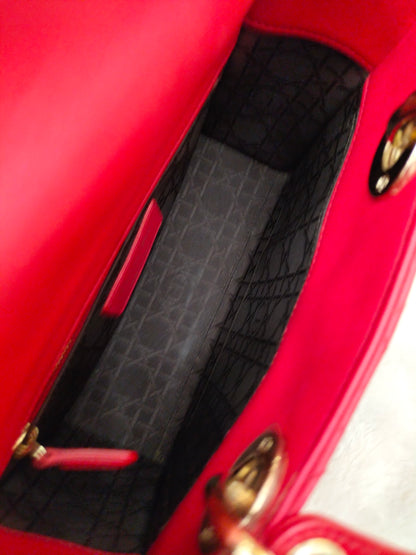 Lady Dior Small Lamb Red GHW 2016