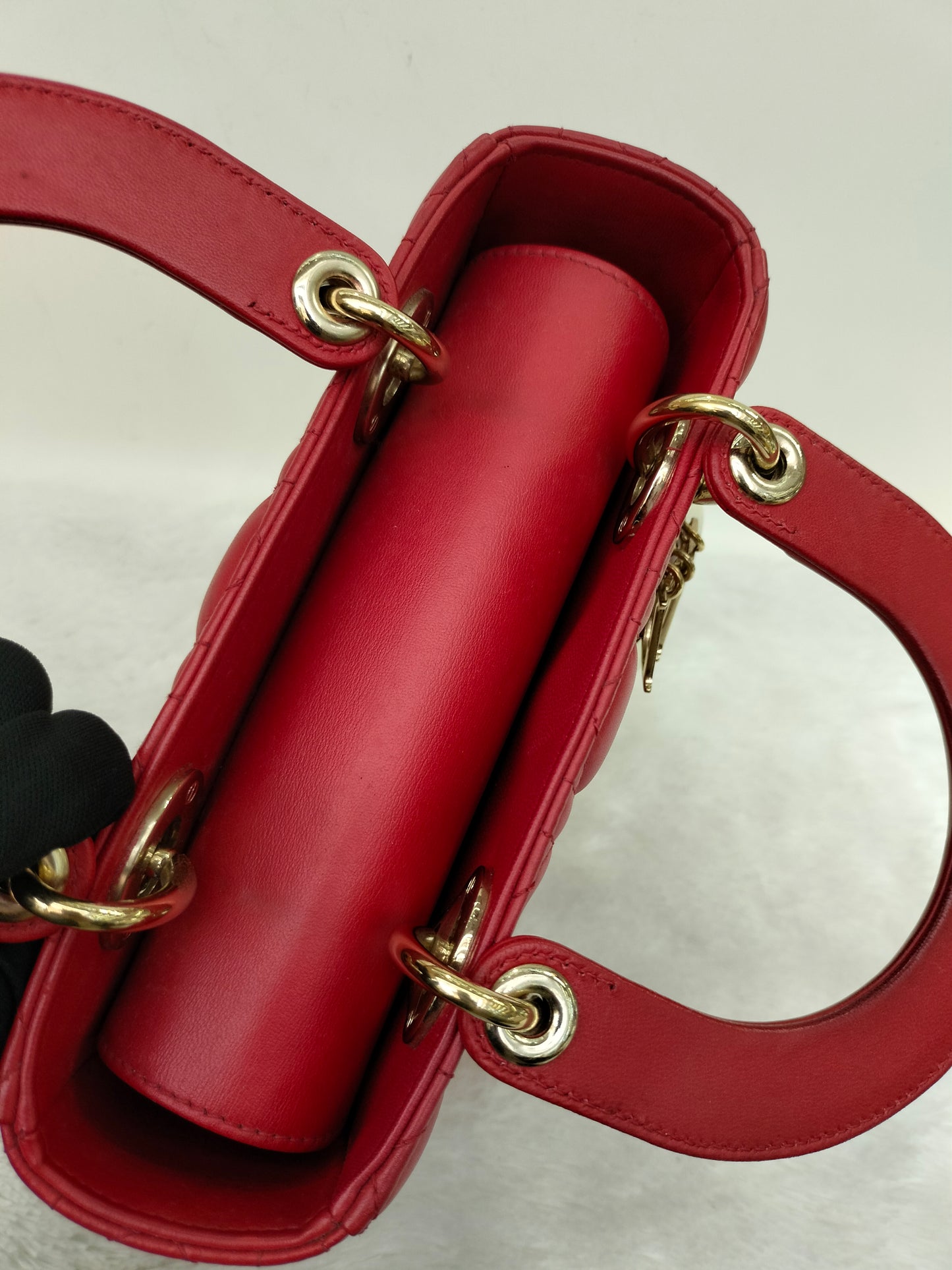 Lady Dior Small Lamb Red GHW 2016