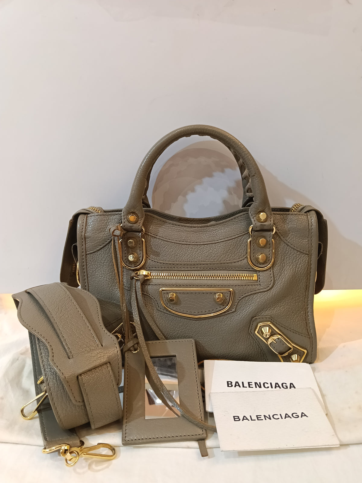 Balenciaga Mini City Edge Mink Grey GHW 2018