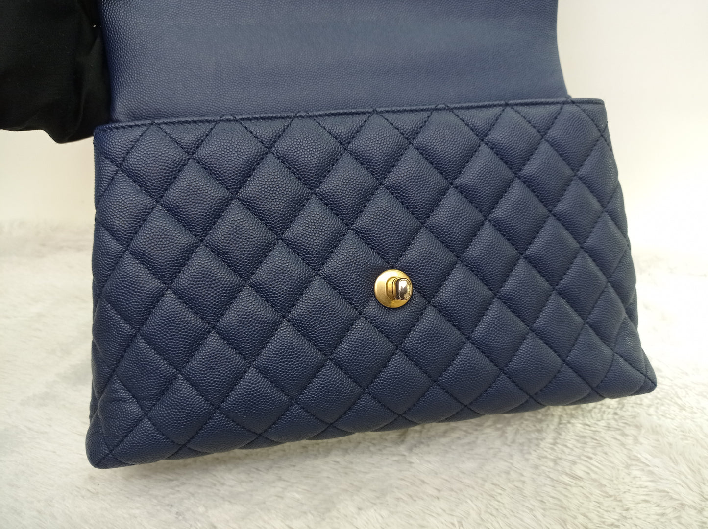Chanel Coco Handle Medium Caviar Blue Handle Lizard GHW #24
