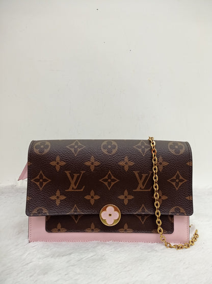 LV Flore Chain Wallet Monogram Rose Ballerine 2020