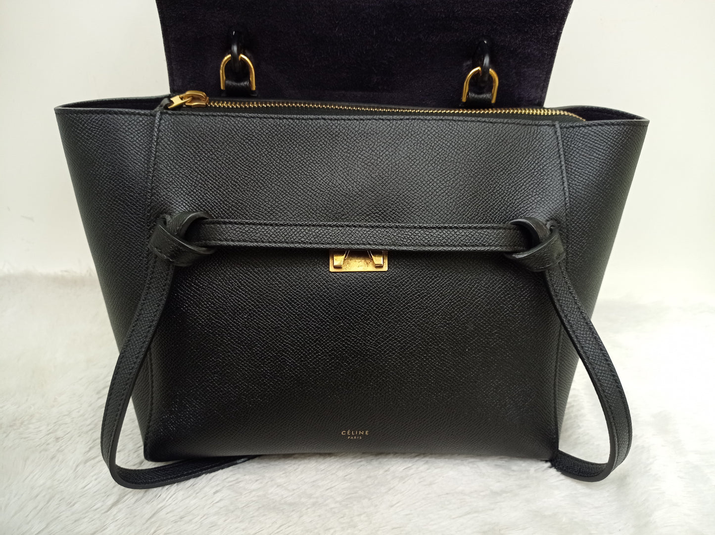 Celine Micro Belt Grained Black GHW 2017