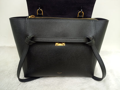 Celine Micro Belt Grained Black GHW 2017