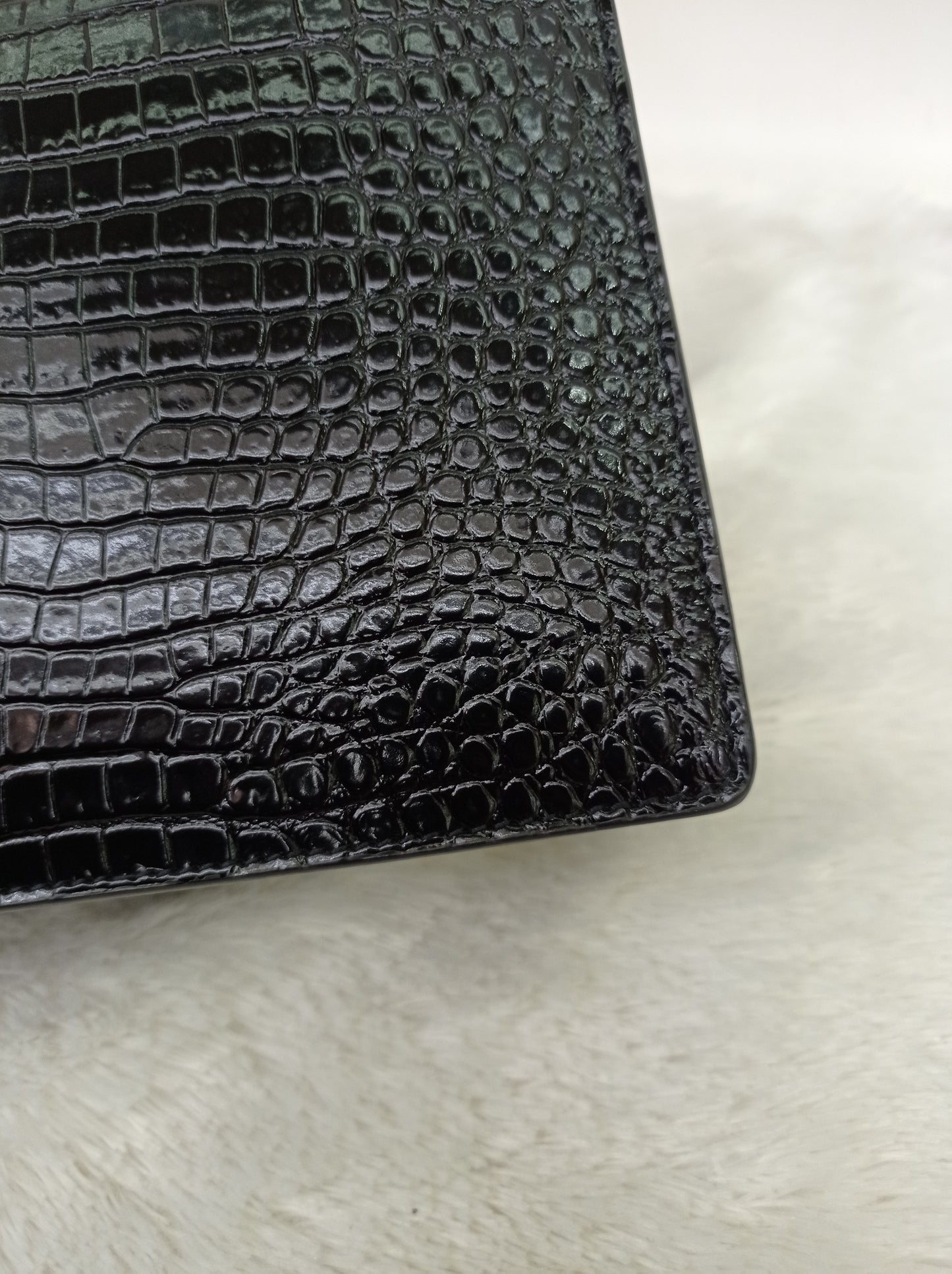 YsL Sunset Medium Croco Black GHW 2022