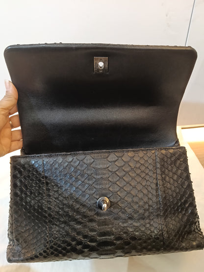Chanel Coco Handle Medium Python Black RHW #23