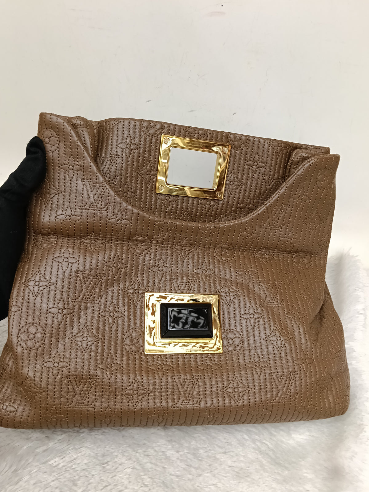 LV Altair Clutch Monogram Jacquard Brown 2012
