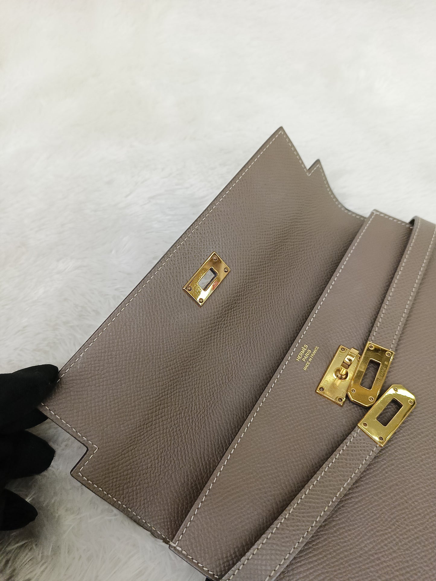 Hermes Kelly Wallet Epsom Etoupe GHW #D