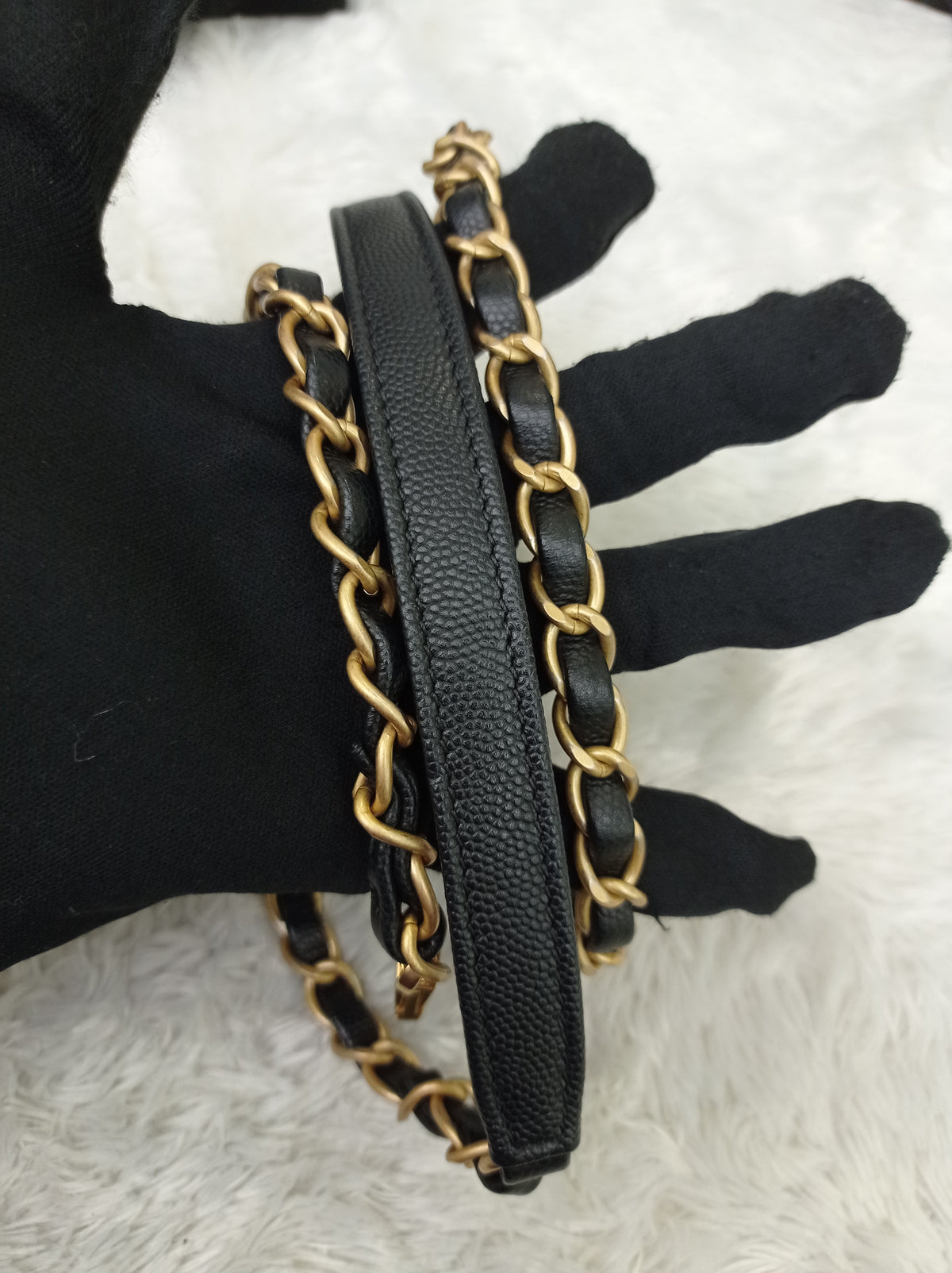 Chanel Coco Handle Medium Caviar Black Handle Lizard GHW #23