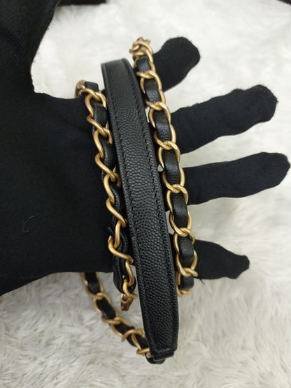 Chanel Coco Handle Medium Caviar Black Handle Lizard GHW #23