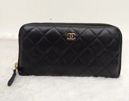Chanel Zip Around Wallet Caviar Black GHW #17