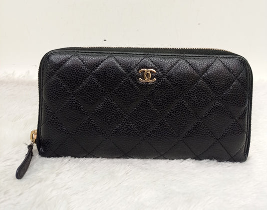 Chanel Zip Around Wallet Caviar Black GHW #17