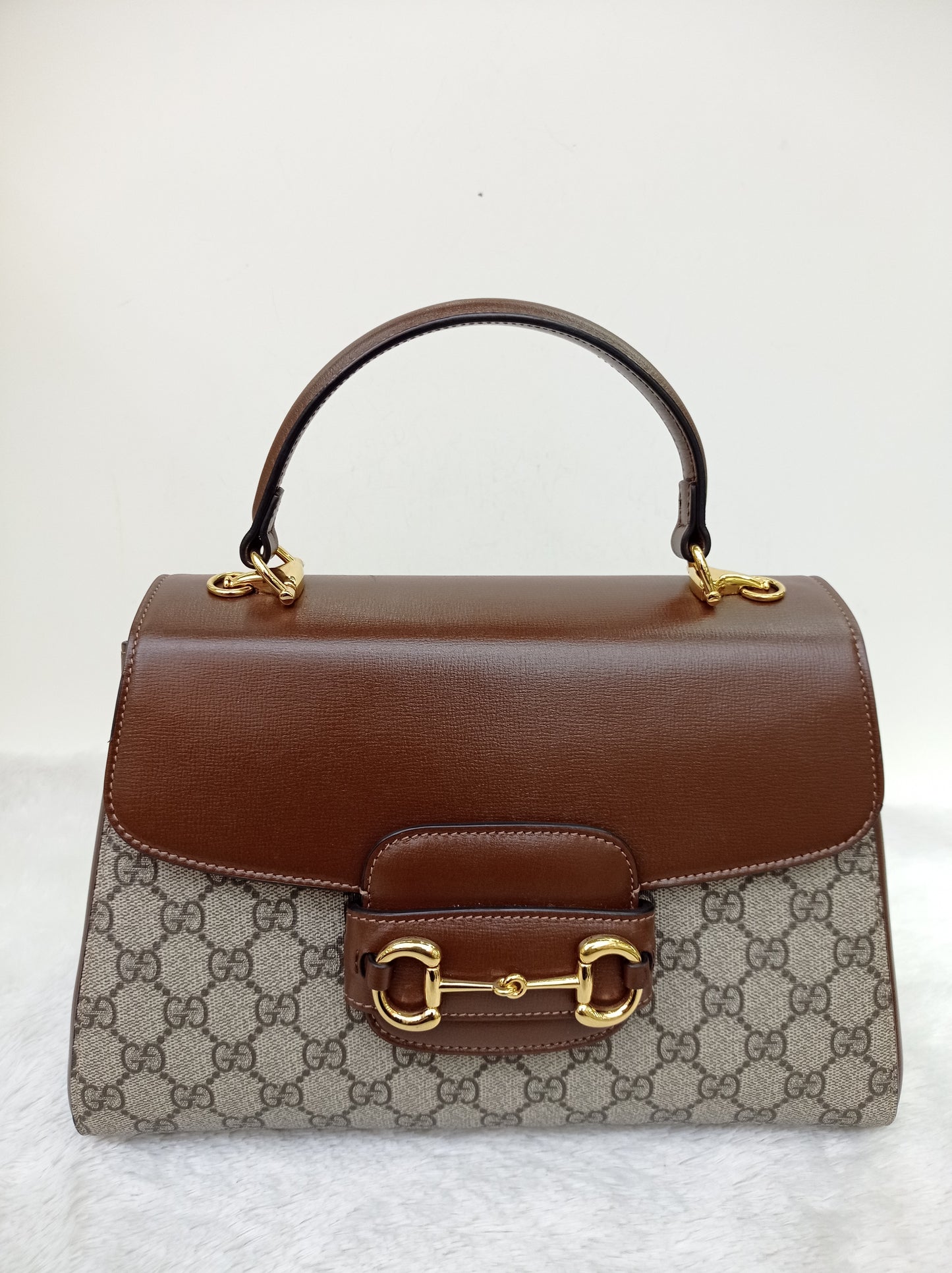 Gucci Top Handle Horsebit Medium Brown GHW