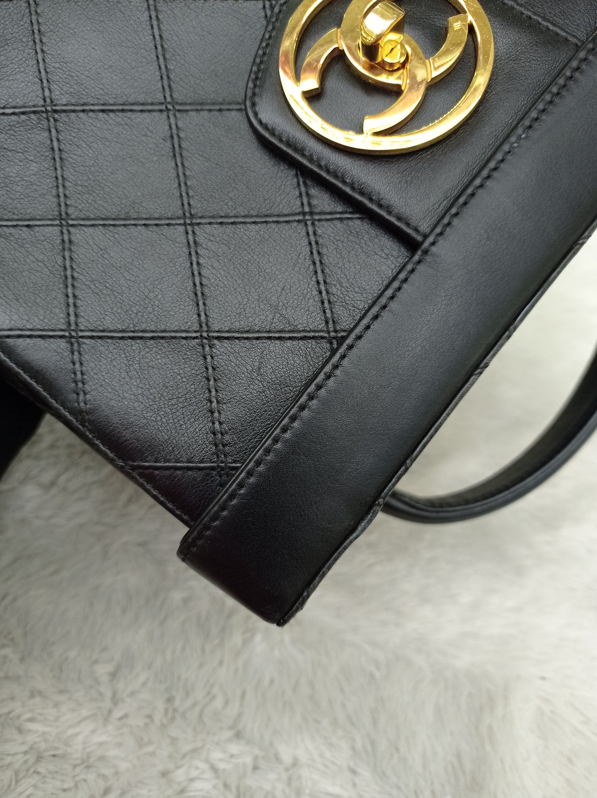 Chanel Vanity Case Box Large Lamb Black Vintage GHW #3
