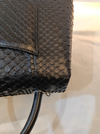 Chanel Coco Handle Medium Python Black RHW #23