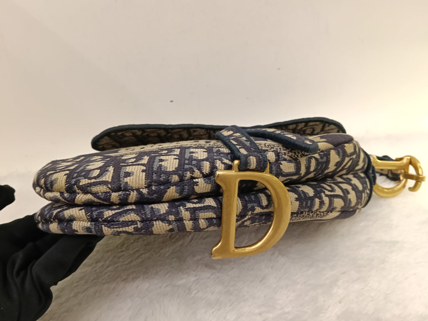 Dior Saddle Medium Oblique Embroidered Navy GHW 2020