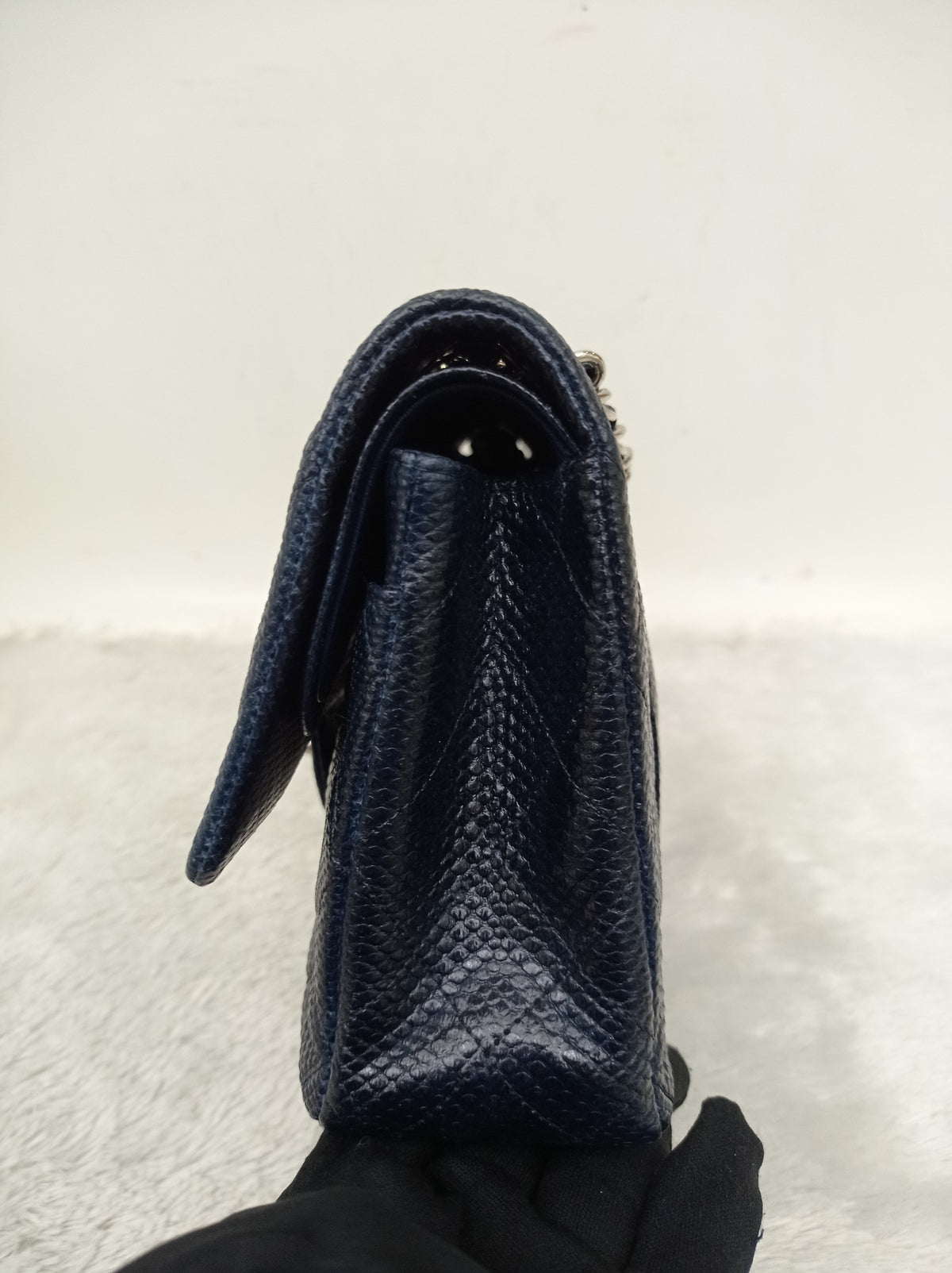 Chanel Medium Karung Snake Skin Navy SHW DF #14