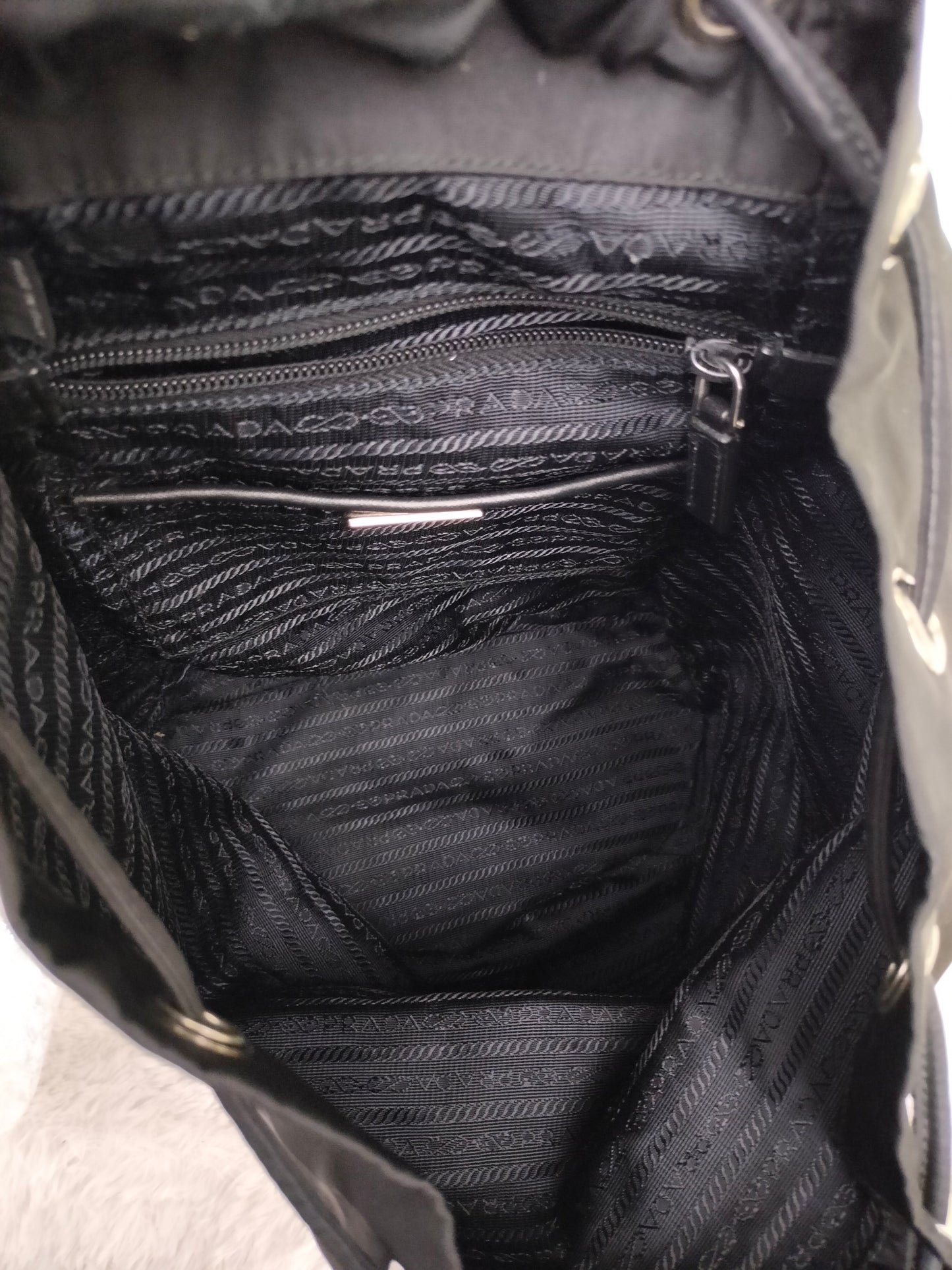 Prada Drawstring Backpack Nylon Black SHW