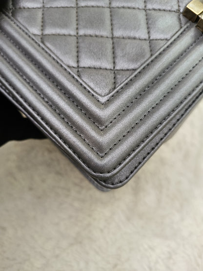 Chanel Boy 25 Calfskin Silver RGHW #19