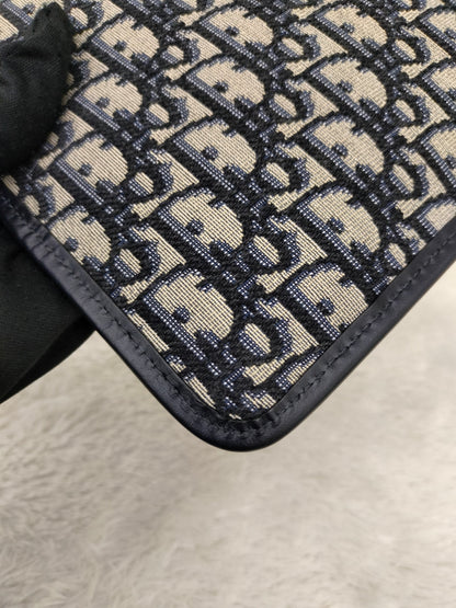 Dior Clutch Logogram Jacquard Oblique Navy GHW 2019