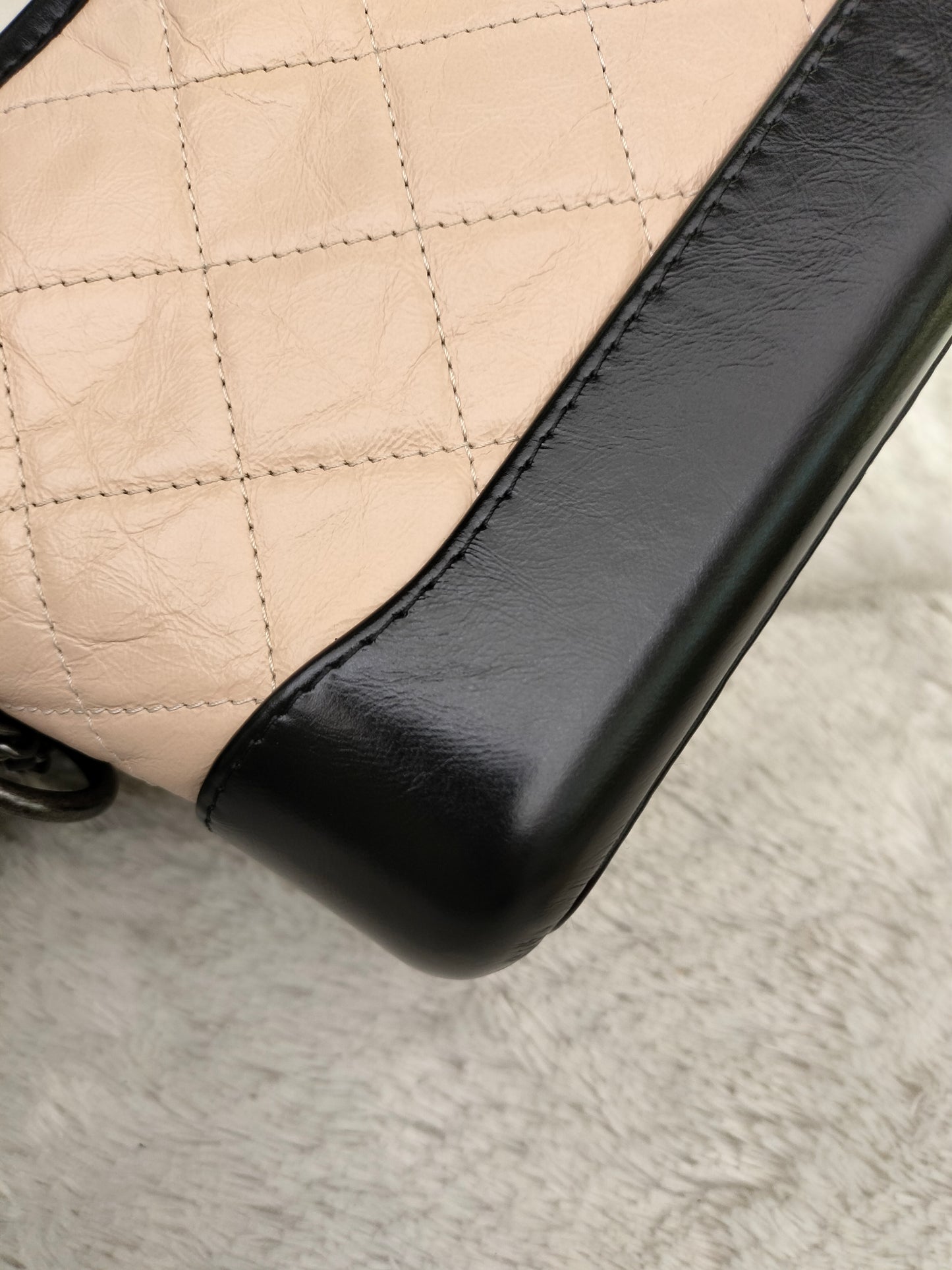 Chanel Gabrielle Small Calfskin Beige Black #26