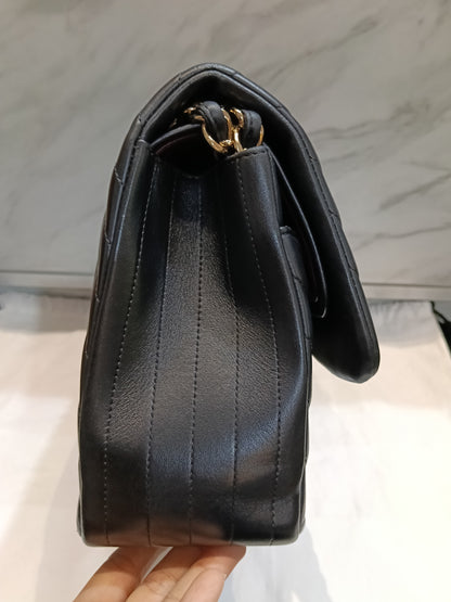 Chanel Jumbo Chevron Lamb Black GHW DF #27