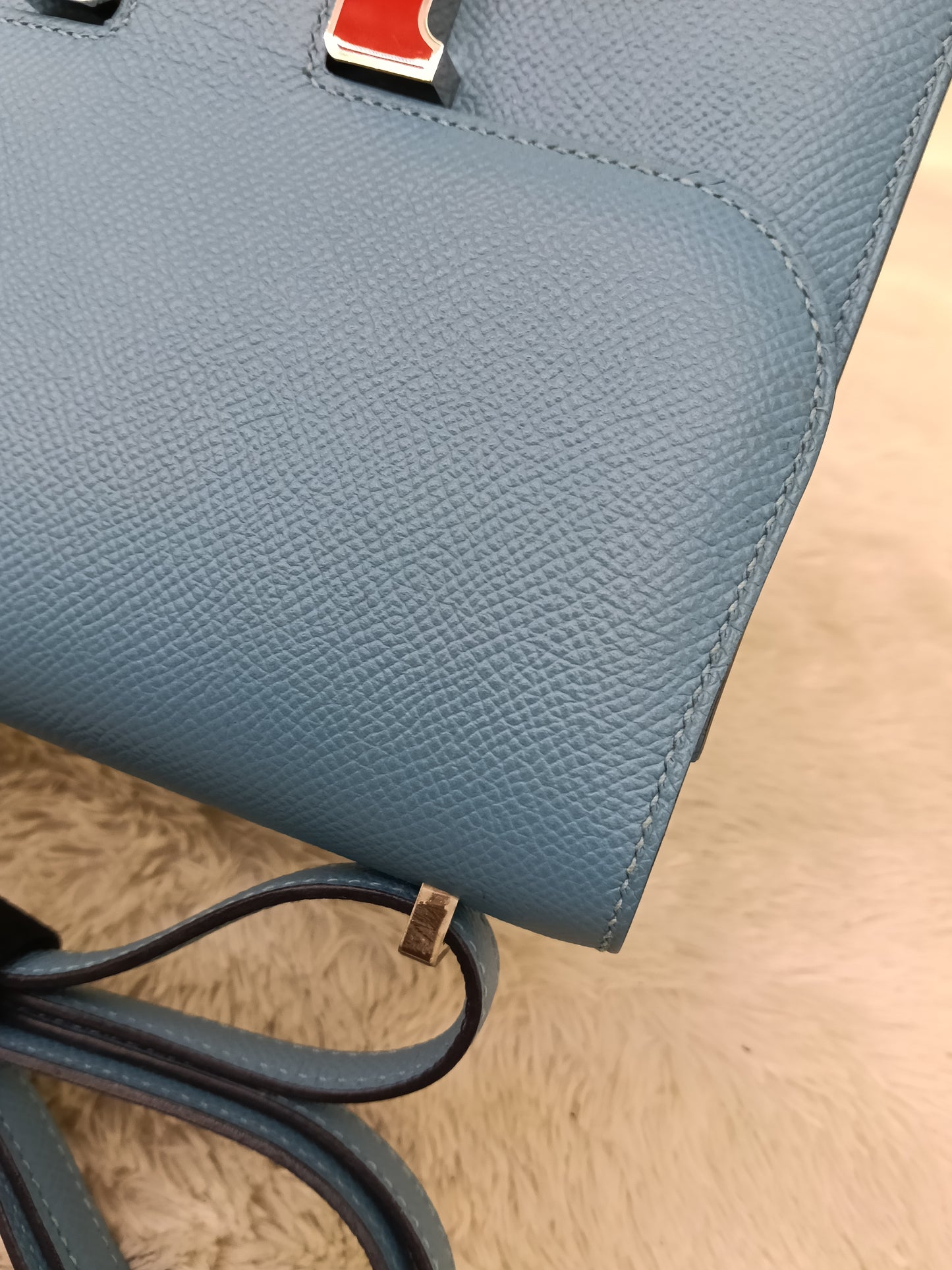 Hermes Constance 18 Epsom Bleu De Nord Rouge De Coeur Enamel PHW #Y