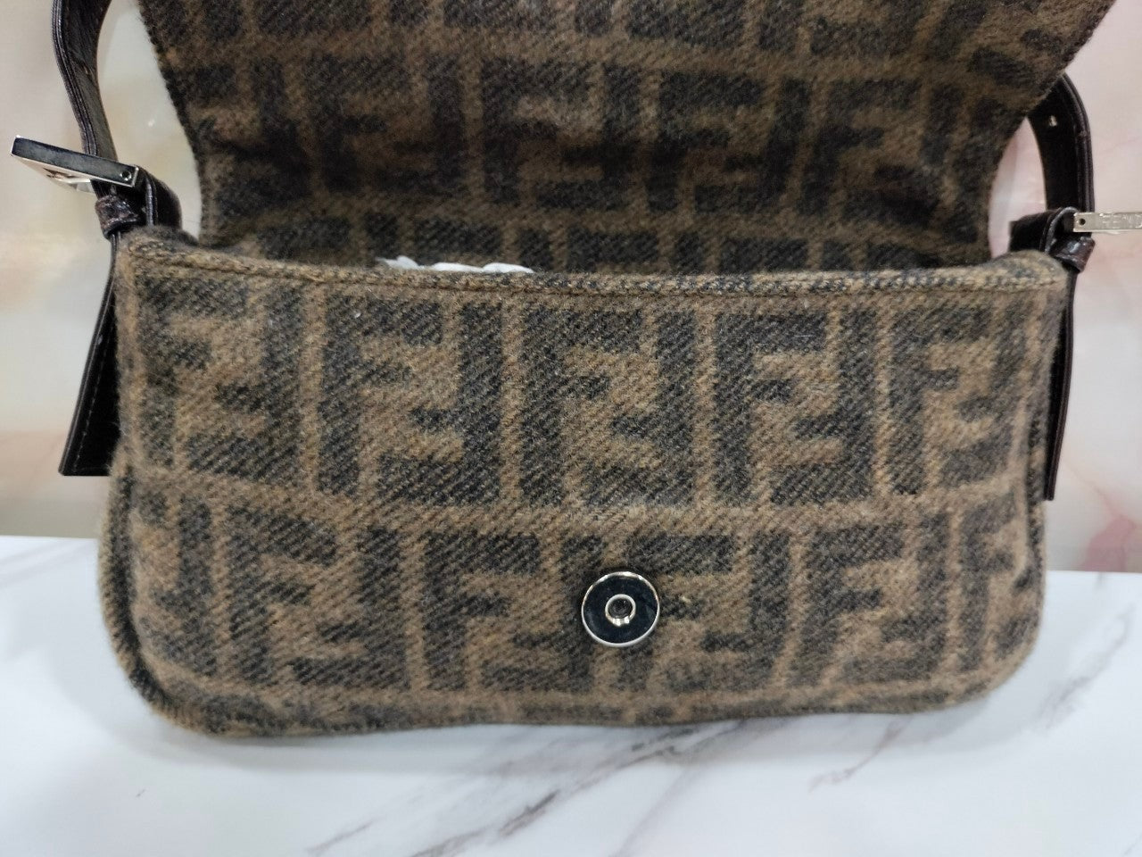 Fendi Zucca Baguette Wool Shoulder SHW