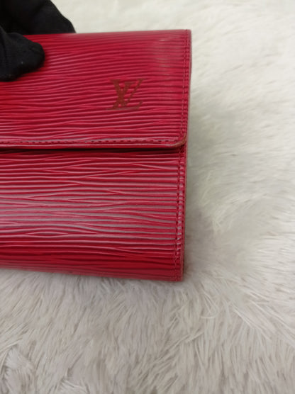 LV Portefeuille Tresor Etui Papiers Wallet Epi Red