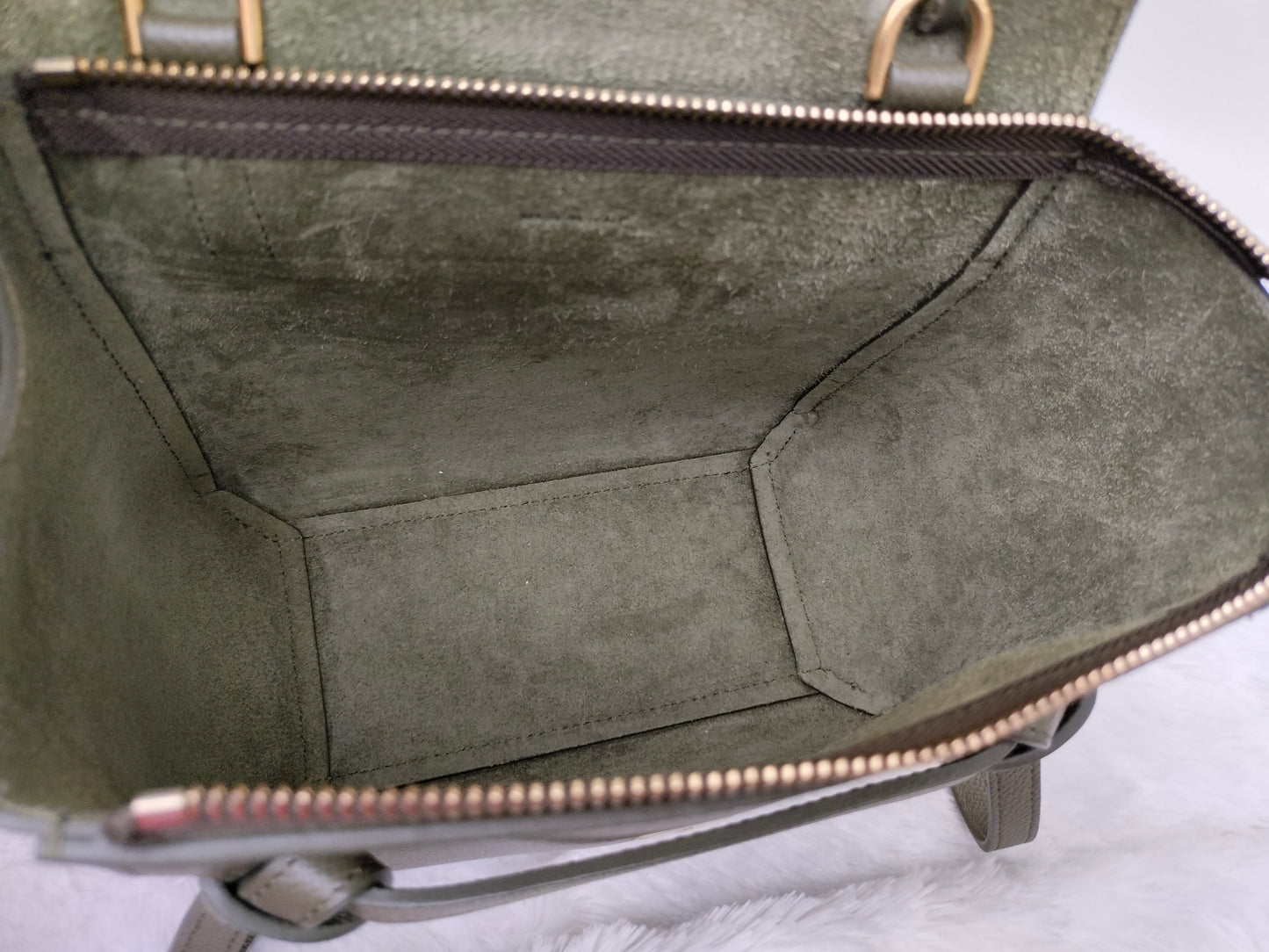 Celine Nano Belt Grained Green Army GHW 2019