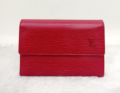 LV Portefeuille Tresor Etui Papiers Wallet Epi Red