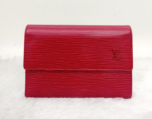 LV Portefeuille Tresor Etui Papiers Wallet Epi Red