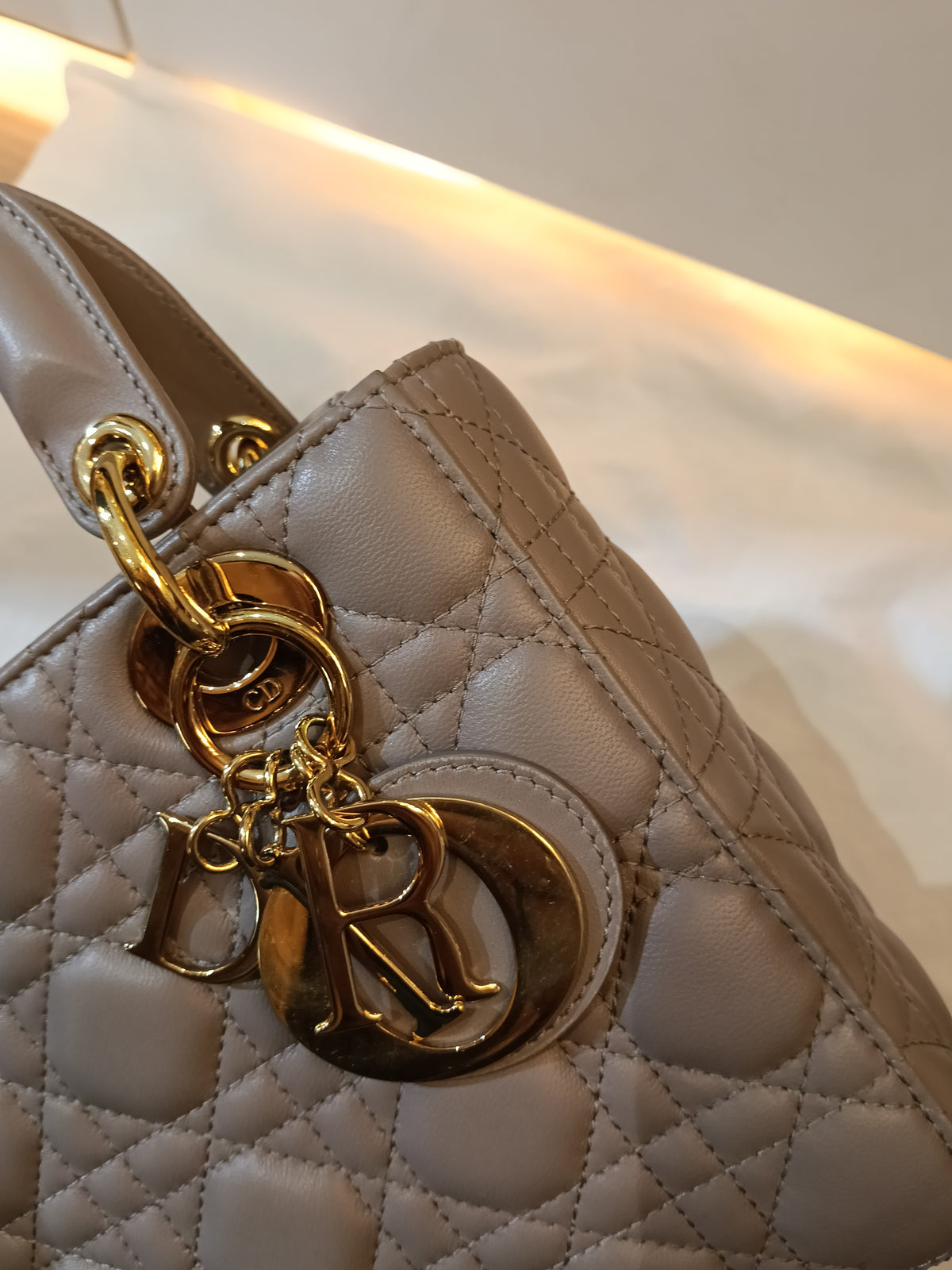 Lady Dior Small Lamb Taupe GHW 2016
