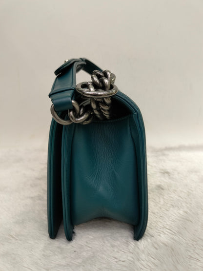 Chanel Boy 25 Lamb Turquoise RHW #19