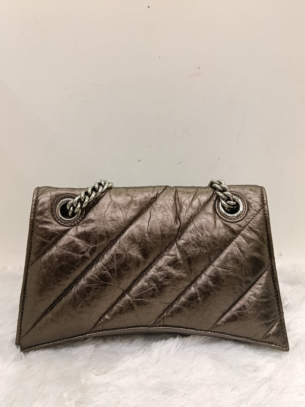 Balenciaga Small Crush Chain Padded Crinkled Dark Bronze SHW 2023
