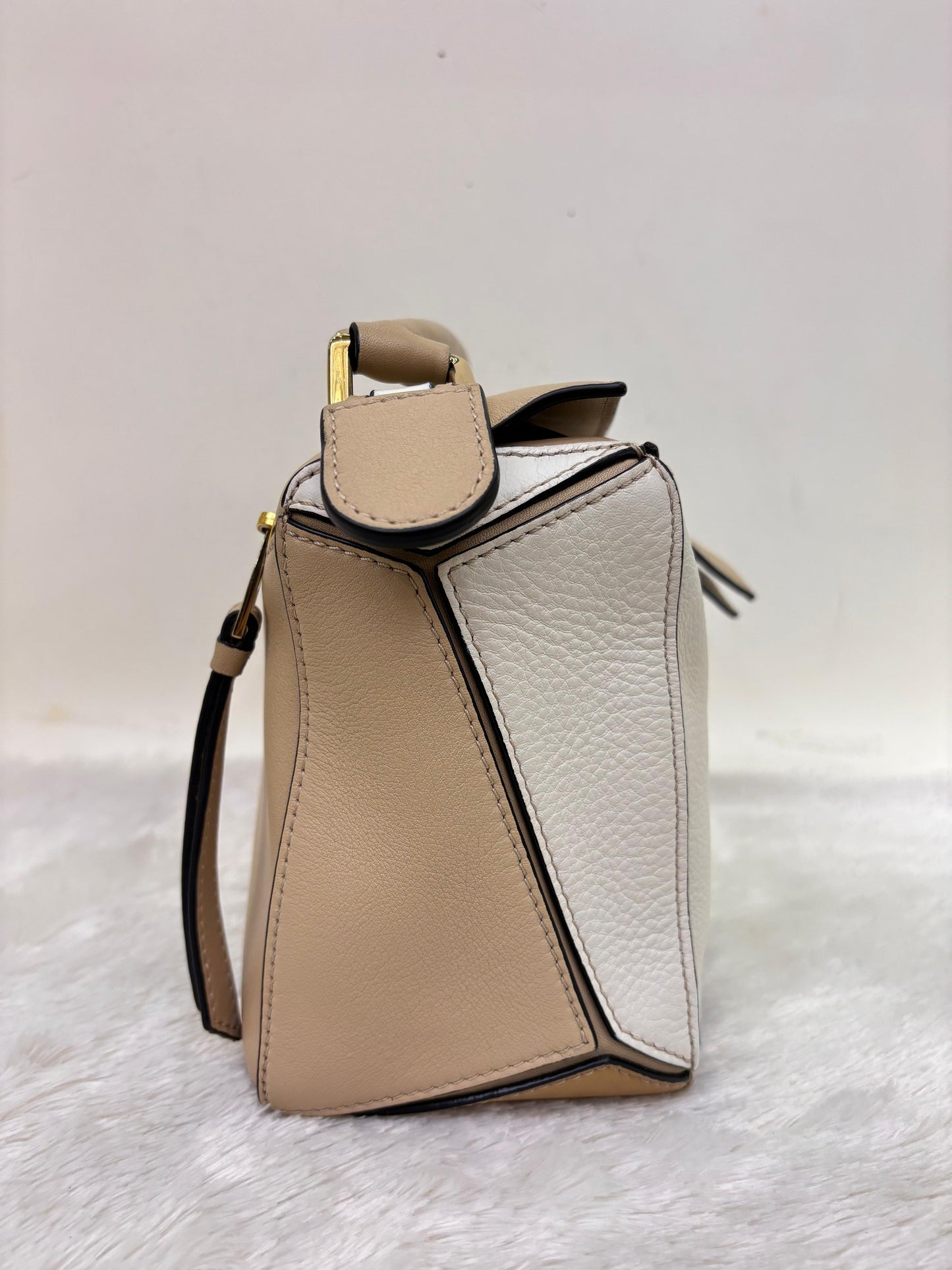 Loewe Puzzle Small Calfskin Dusty Beige Soft White GHW 2022