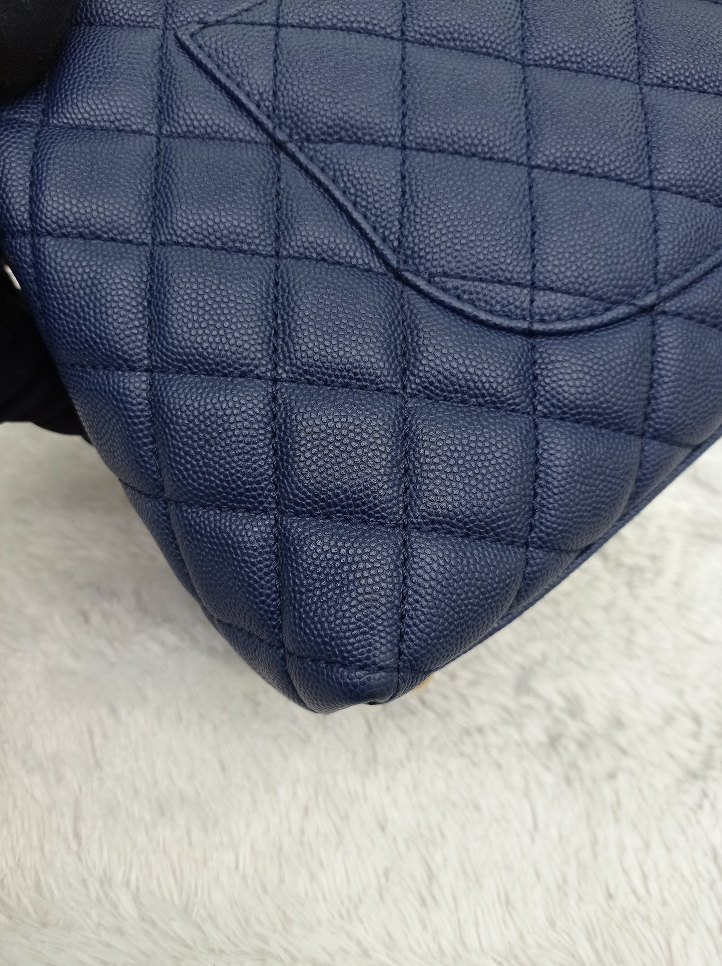 Chanel Coco Handle Medium Caviar Blue Handle Lizard GHW #24