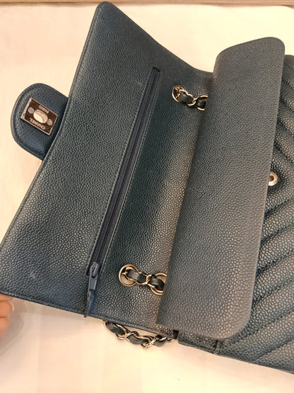 Chanel Medium Chevron Caviar Blue SHW DF #26