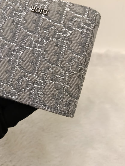 Dior Bifold Wallet Oblique Jacquard Ruthenium Grey Silver