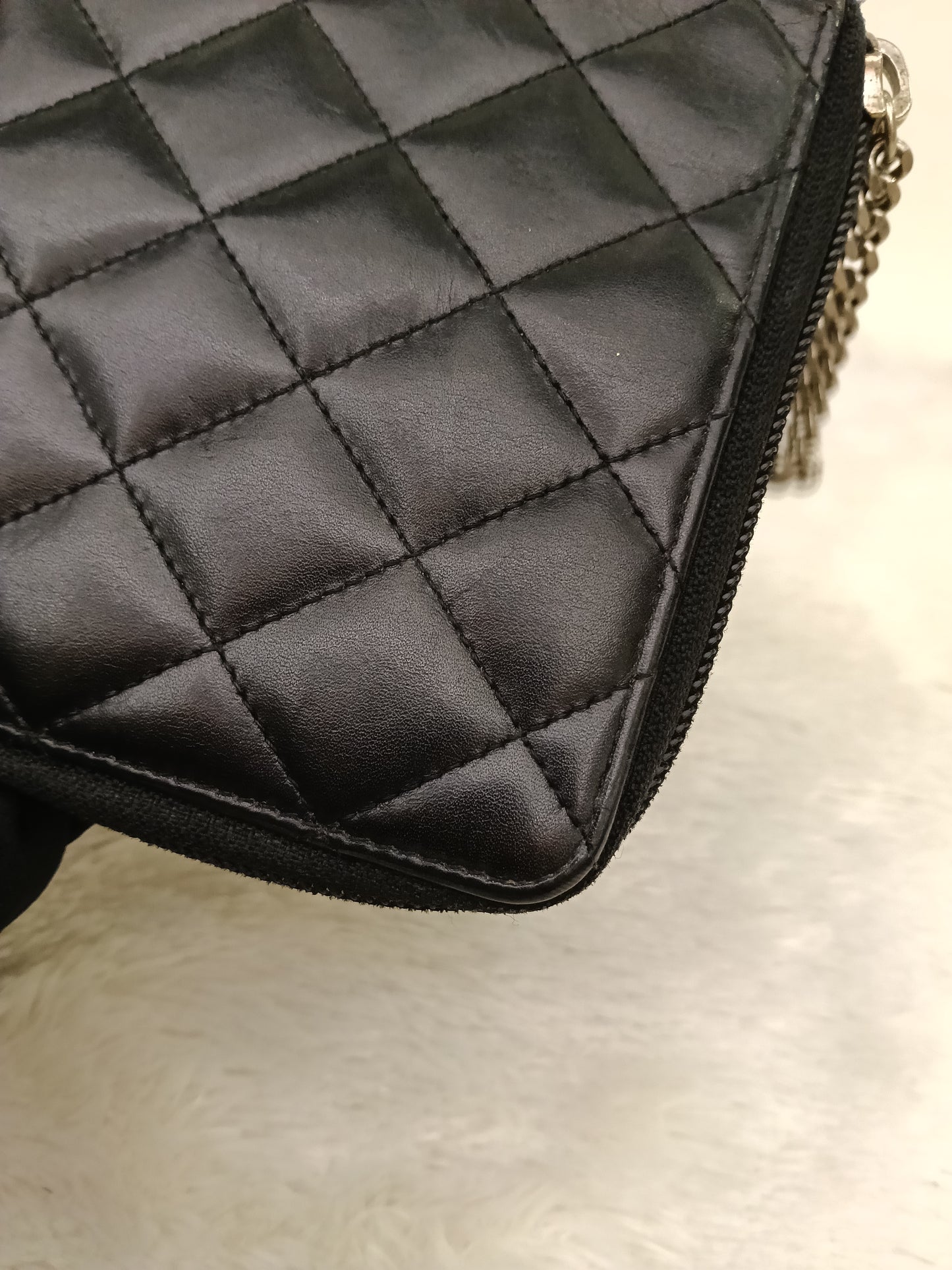 Chanel Zip Around Organizer Cambon Calfskin Black Pink SHW #16