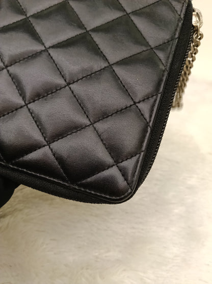 Chanel Zip Around Organizer Cambon Calfskin Black Pink SHW #16