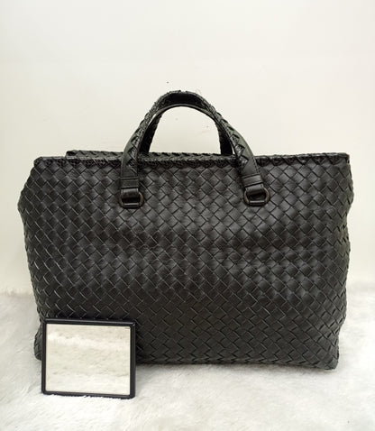 Bottega Veneta Nappa Intrecciato Ayers Brick Tote Black Snake Skin RHW