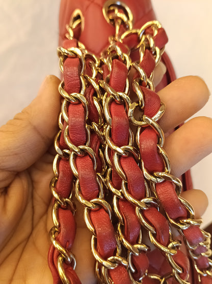 Chanel Medium Lamb Red GHW DF #22