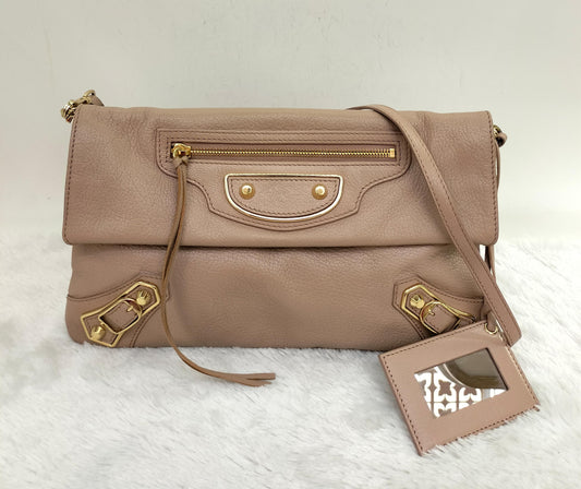 Balenciaga Envelope Clutch Rose De Sable GHW