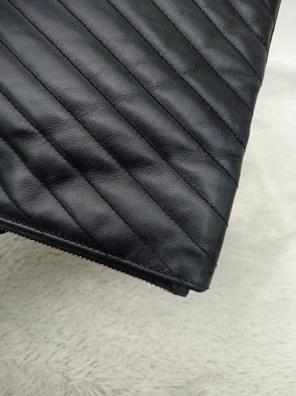YsL Tablet Pouch Matelasse Monogram Cassandre Calfskin Black GHW 2016