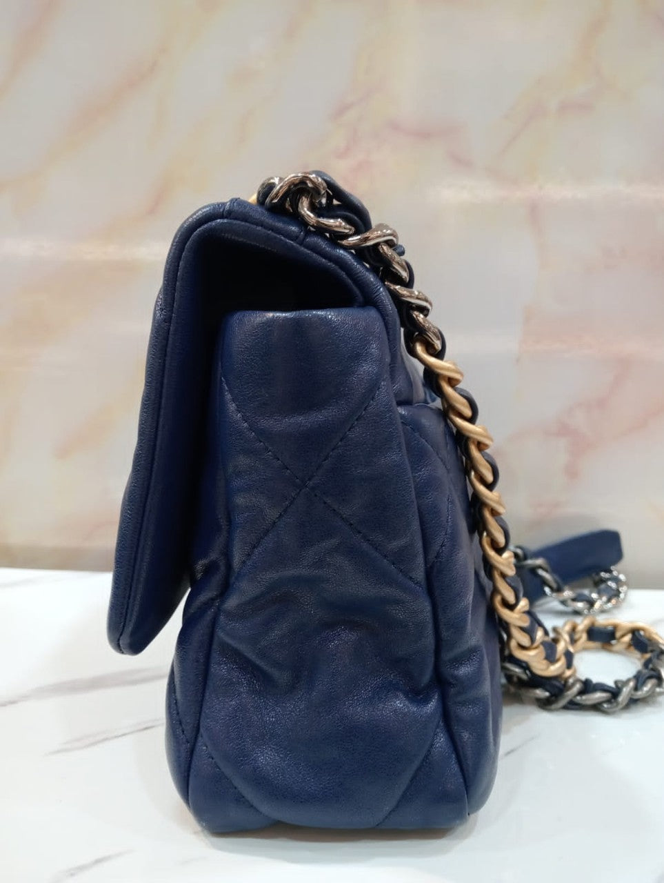 Chanel C19 Small Calfskin Blue GHW #29